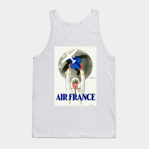 Vintage Travel Poster Air France Flight Captain Plane Tank Top by vintagetreasure